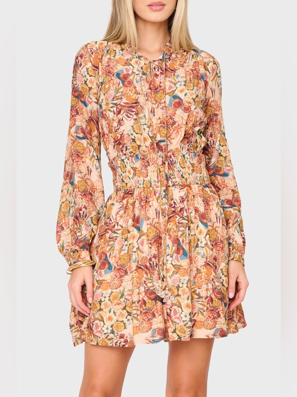 NWT En Saison Candela Smocked Waist Mini Dress Small